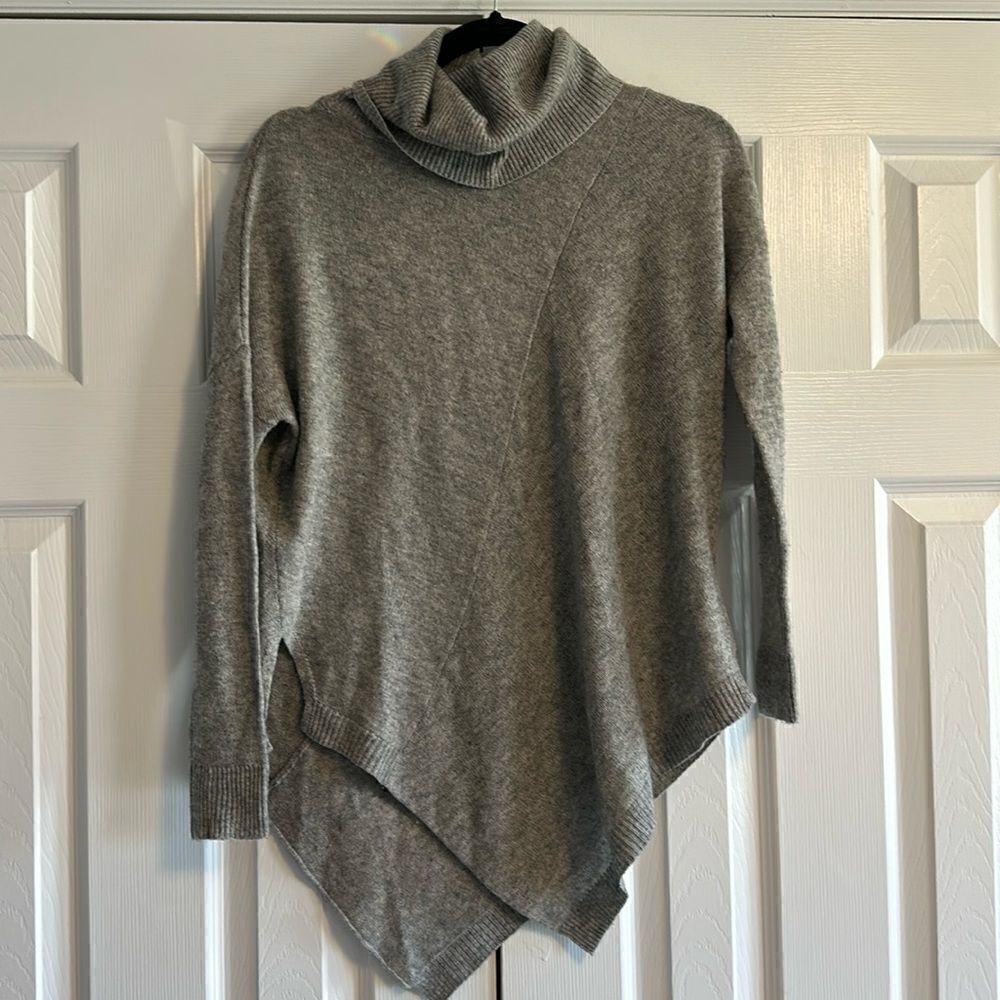 360 Sweater Women’s Grey Turtleneck Asymmetrical Sweater